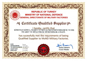 Ministry of  National Defence Certificates Qualified Supplier